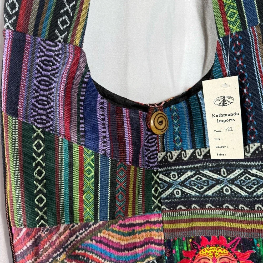 Kathmandu NWT Boho Patchwork Multi-Color Sun Crossbody Shoulder‎ Bag Hippie Chic